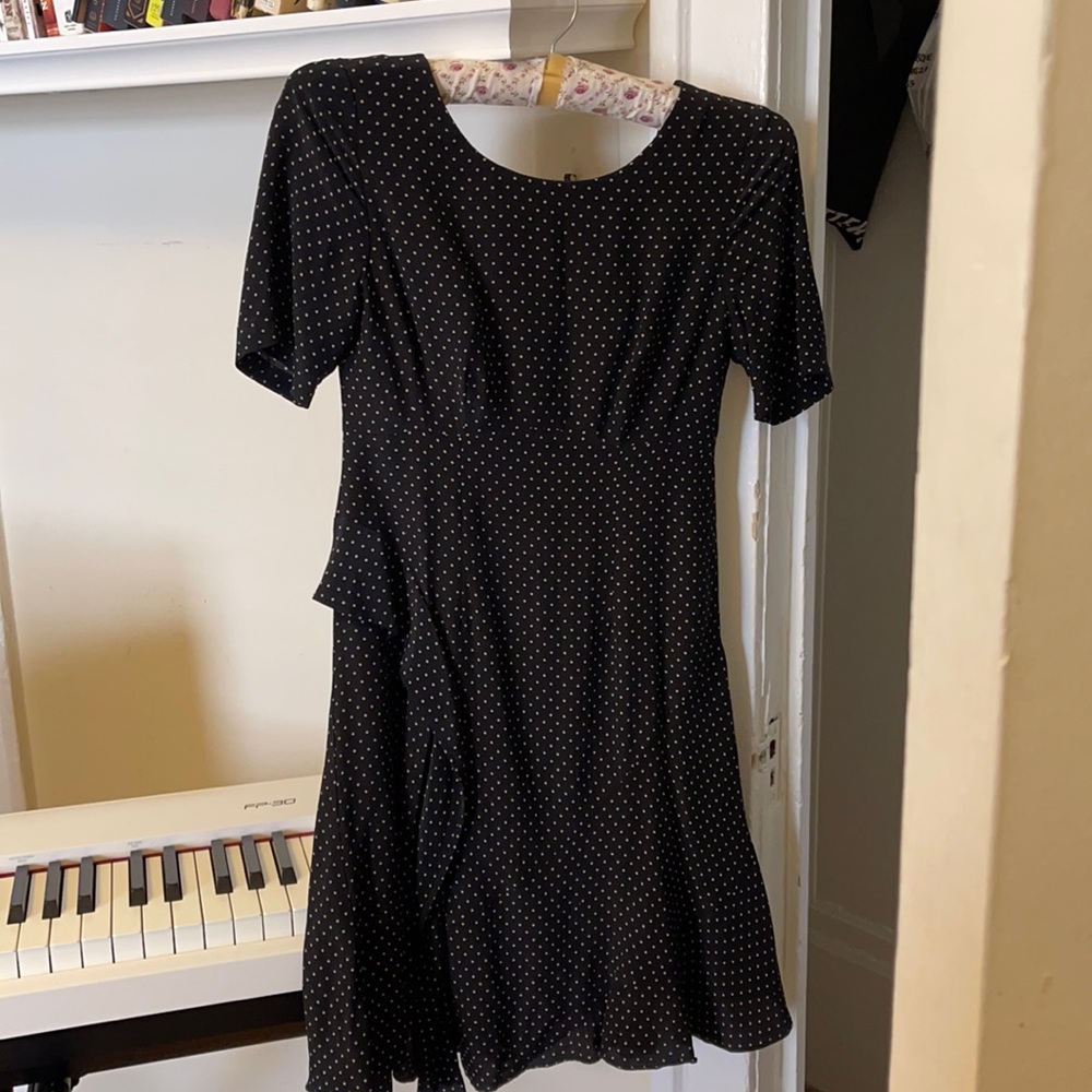 Nannette Lepore black polka dot silk dress